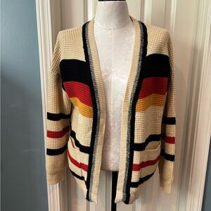 Boutique Striped Open-Front Cardigan Sweater